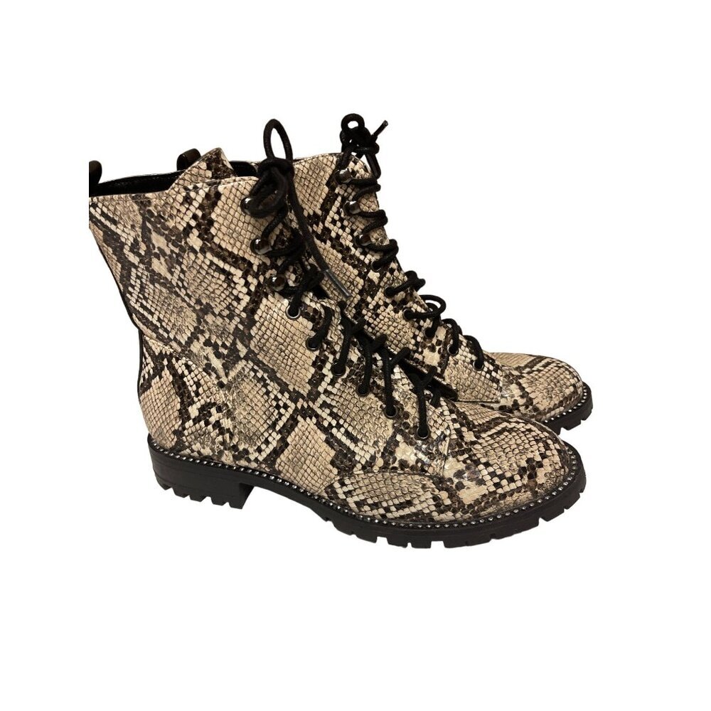 Express Women's Boots Faux Snakeskin Back Zip Combat Boots Size 7 Shoes
